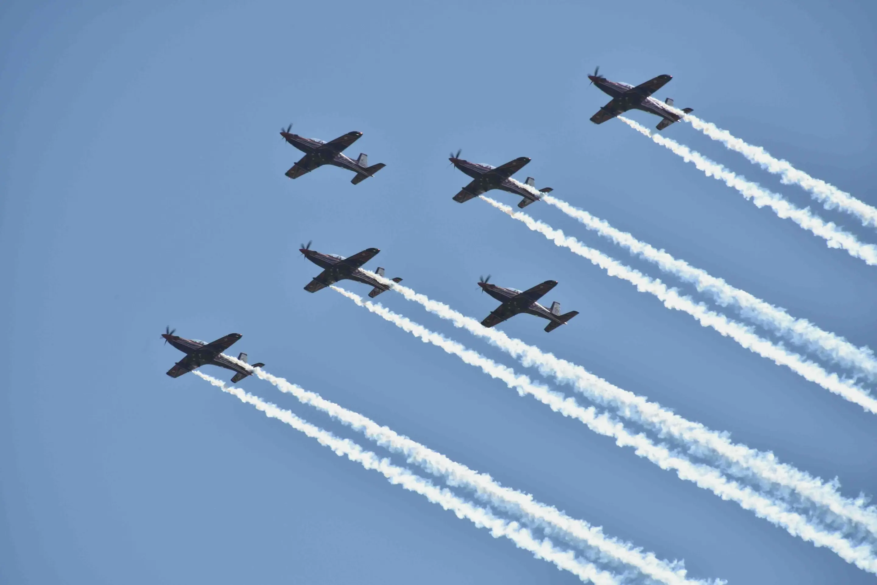 A formation of planes flying together 