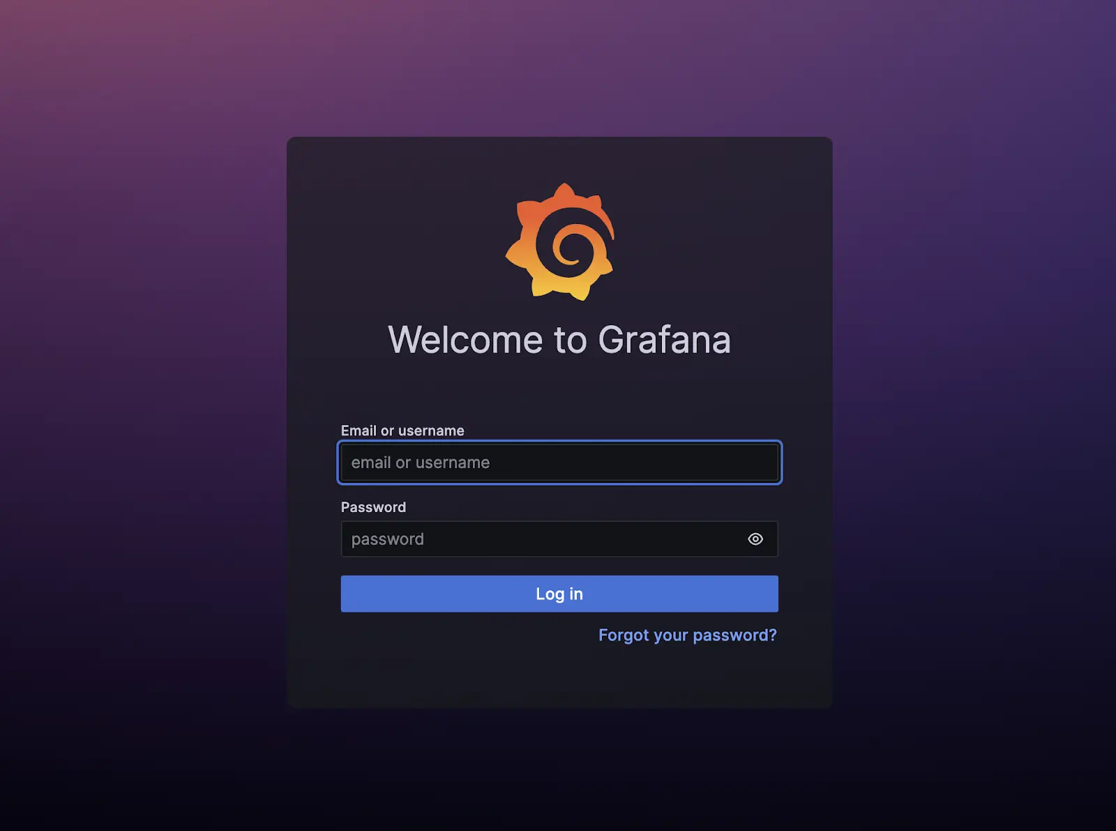 A screen showing a Grafana login page