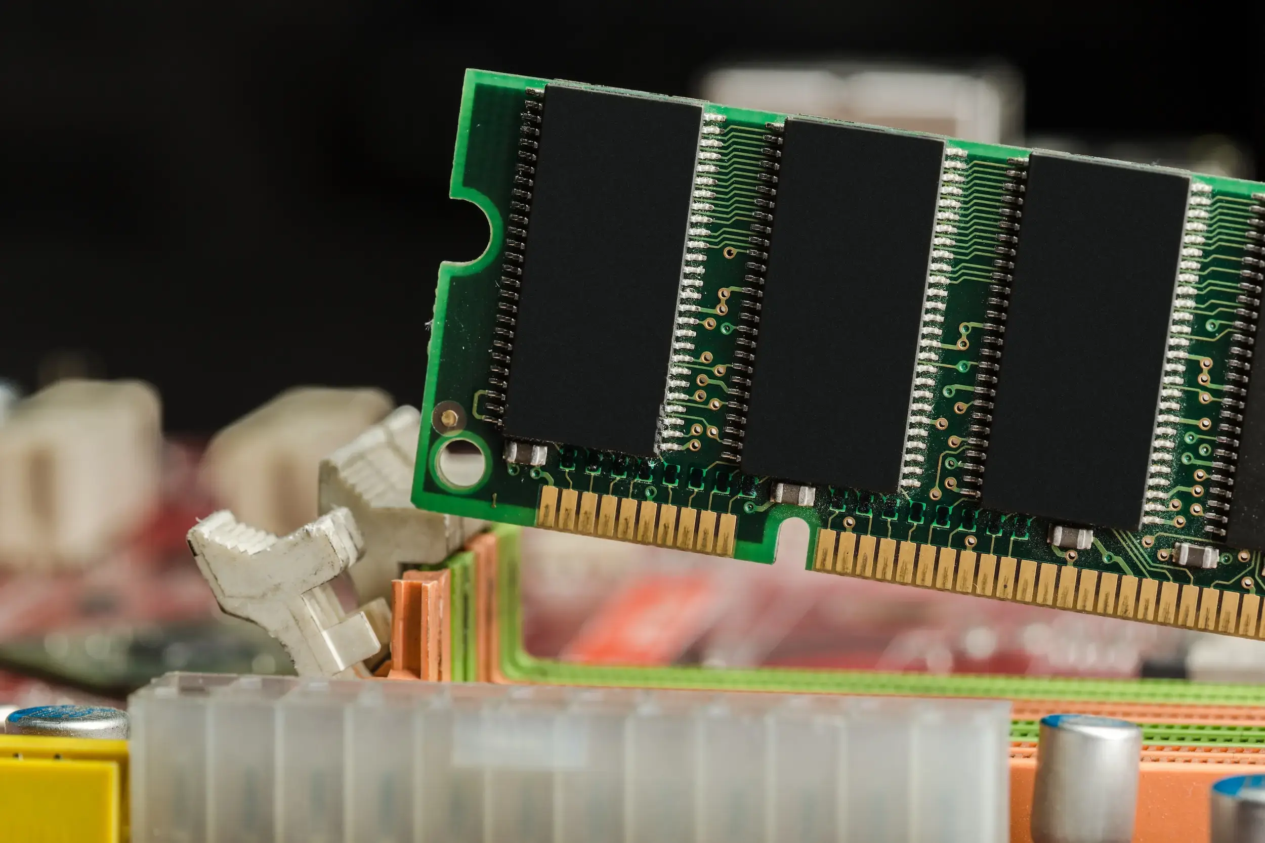 A close-up photograph of a computer chip.