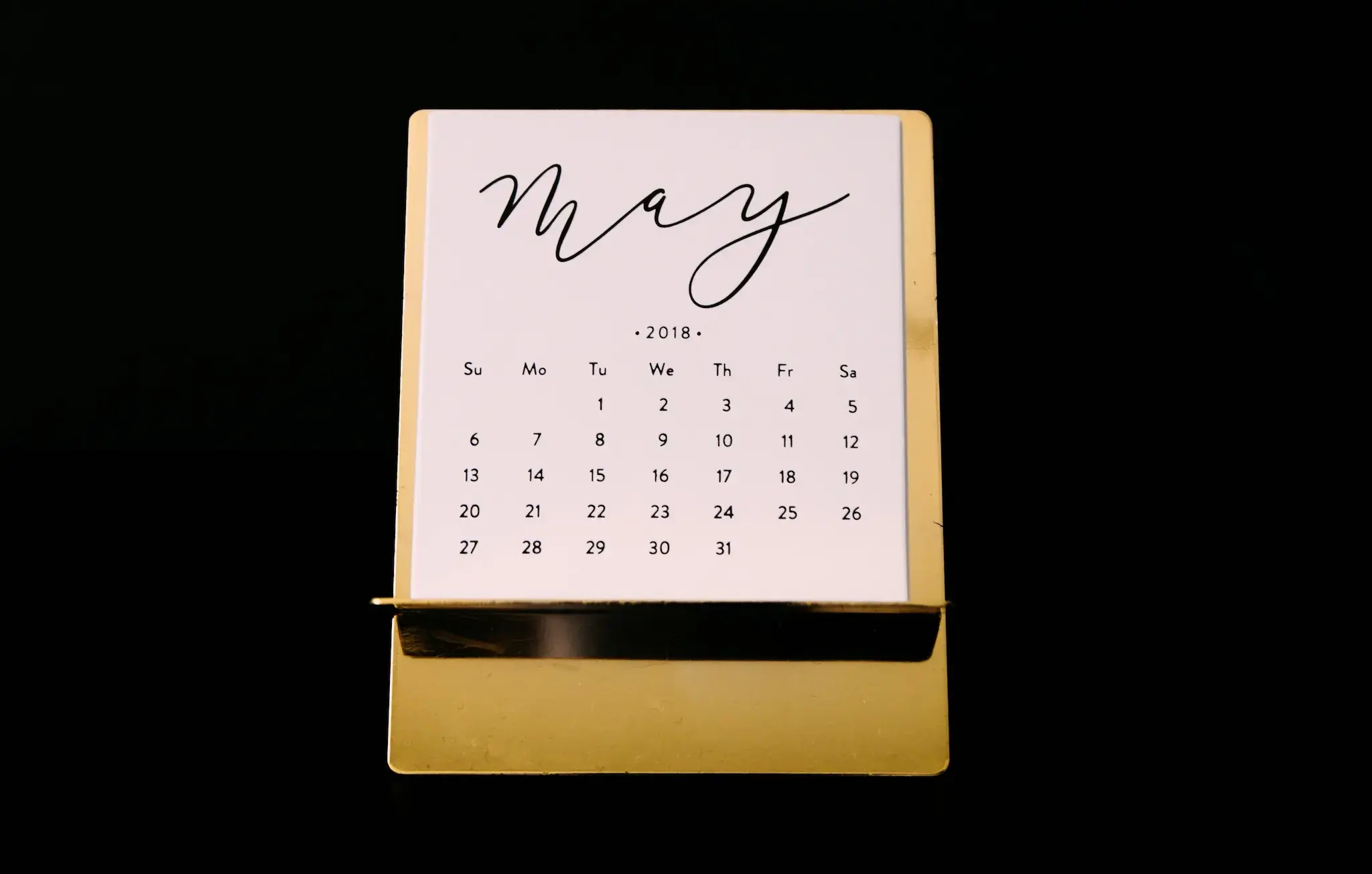 A calendar showing the month of May
