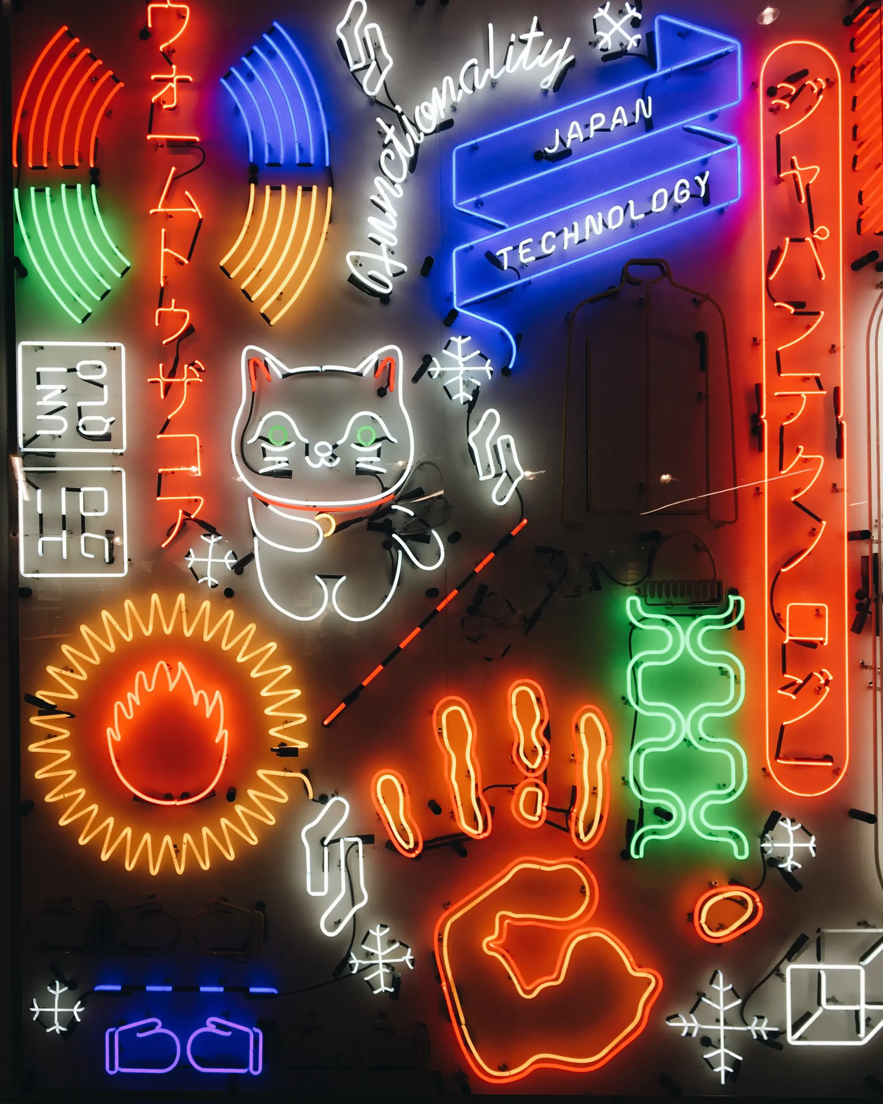 A variety of neon signs all vying for attention