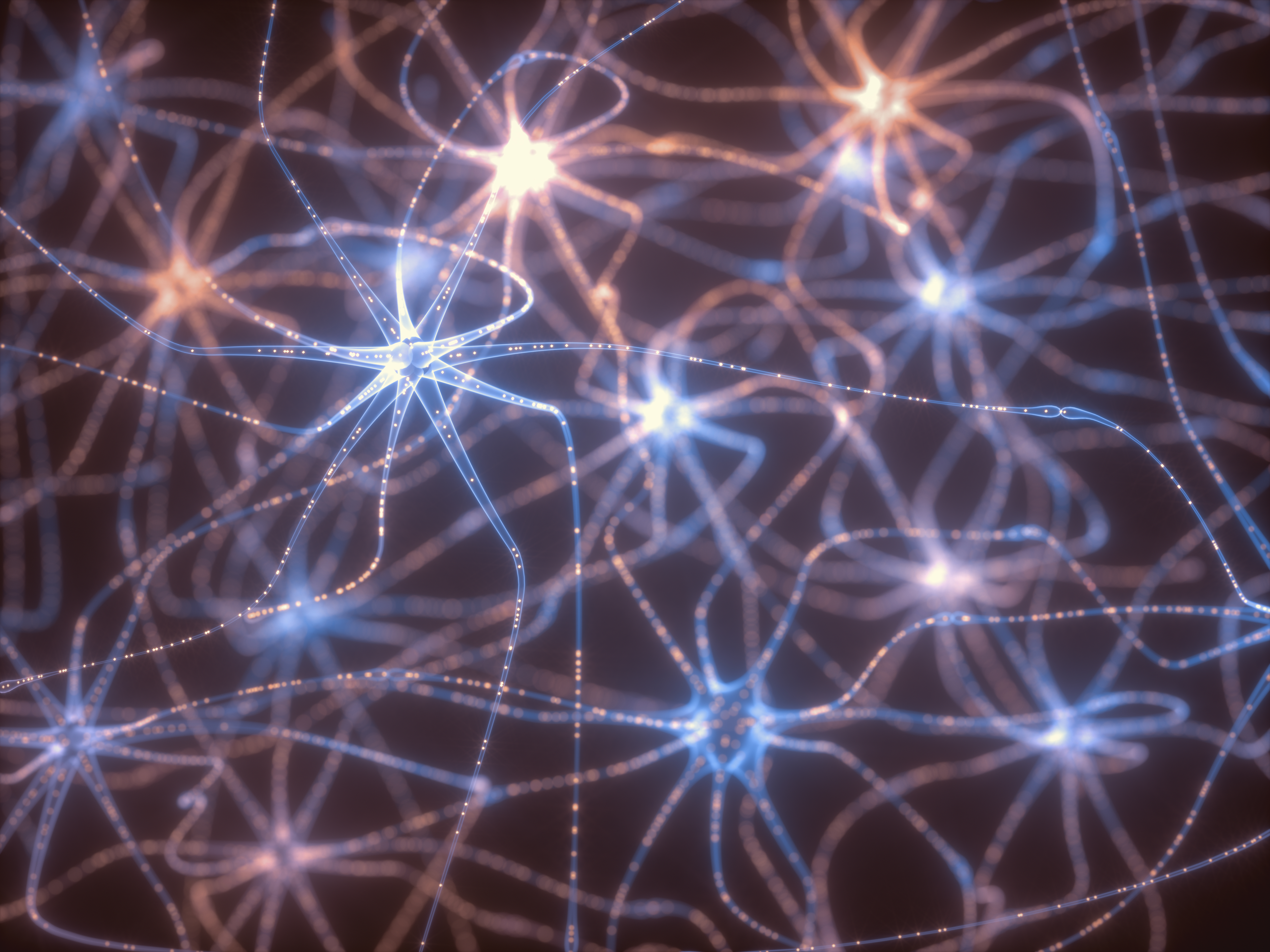 Neurons against a dark background 