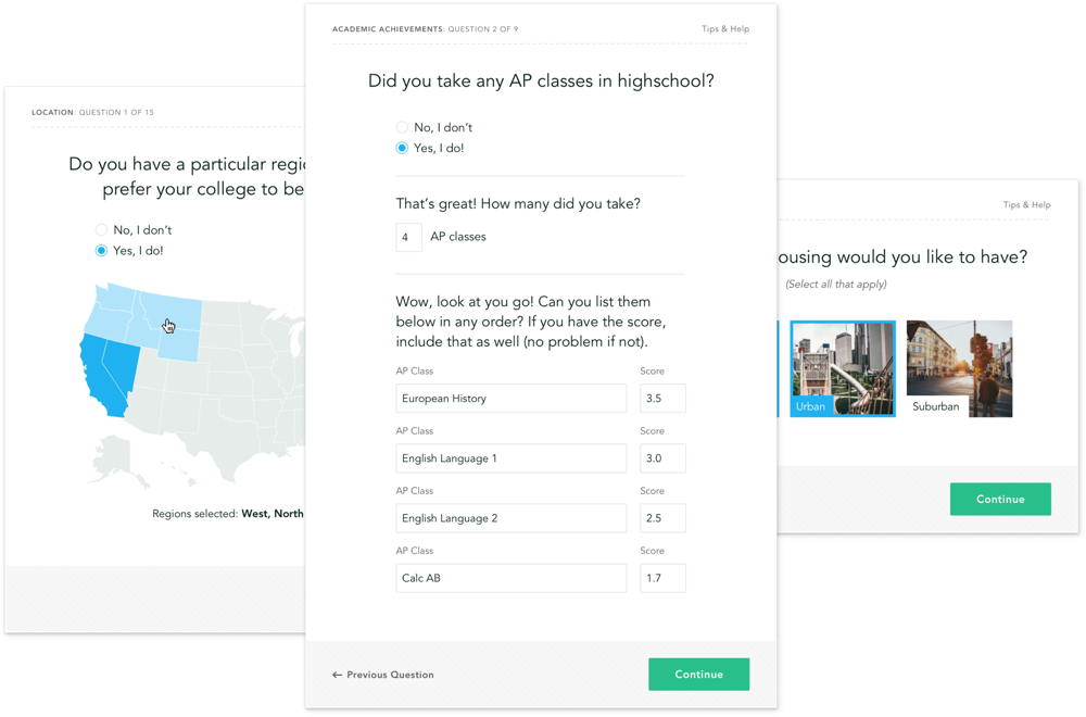 We designed a variety of form elements and layouts to allow for additional question types to be constructed later, effectively future proofing the system.