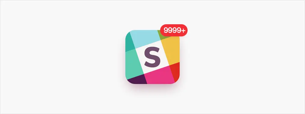 Slack icon with 9999+ notifications