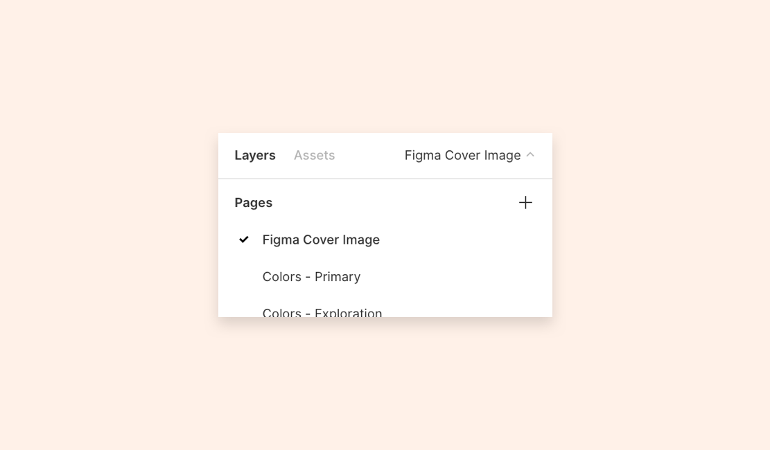 A text list of Pages in the Figma project, with the Figma Cover Image at the top