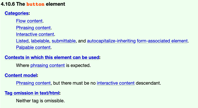screenshot of HTML spec for button elements